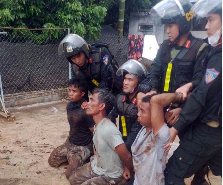 Three out of the 45 suspects arrested. Photo courtesy of People's Police newspaper.