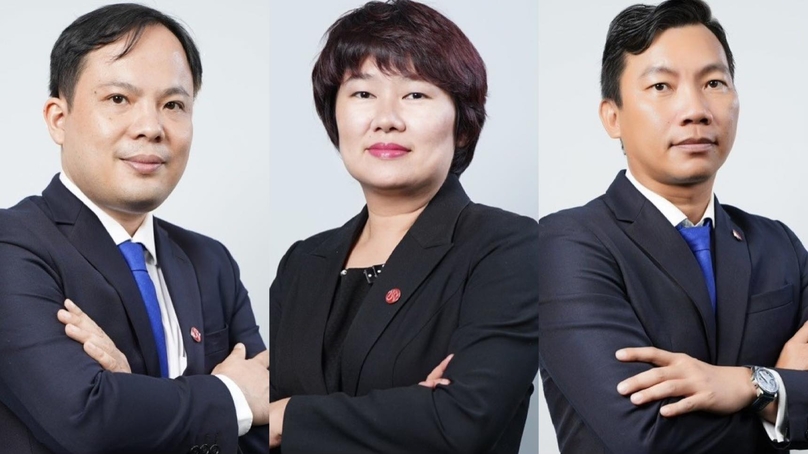 From left: Phan Viet Hai, Van Thanh Khanh Linh, and Nguyen Thanh Tu, newly-appointed deputy general directors of BVBank. Photos courtesy of the bank.