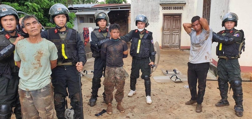 Police force arrest some suspects of the gun attack. Photo courtesy of Vietnam News Agency.