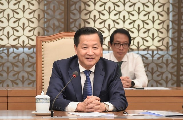 Vietnam’s Deputy Prime Minister Le Minh Khai at the meeting in Hanoi on June 23, 2023. Photo courtesy of Vietnam’s government portal.