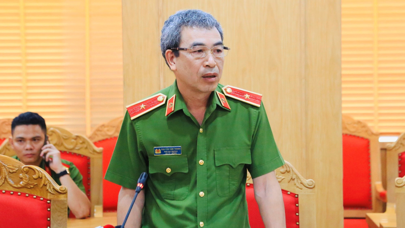Major General Nguyen Van Thanh speaks at the Ministry of Public Security's press conference on June 30, 2023. Photo courtesy of Labor newspaper. 