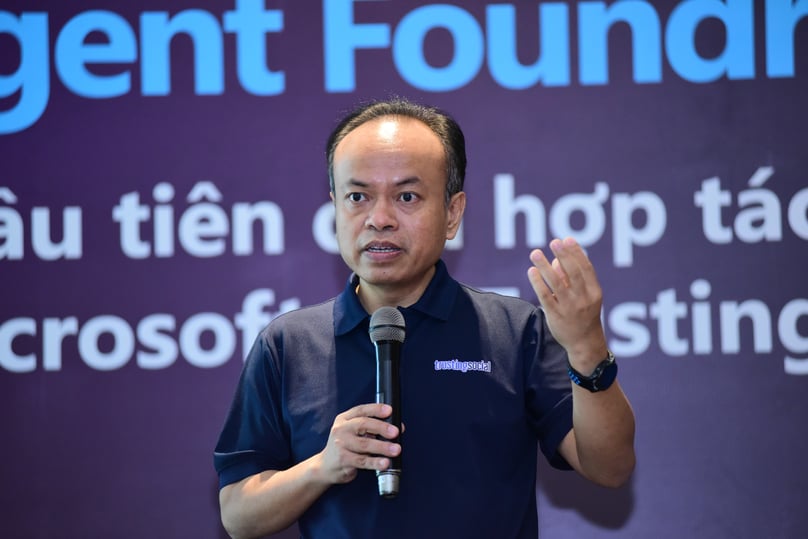 Trusting Social CEO Nguyen An Nguyen speaks at Agent Foundry's debut on June 29, 2023 in Ho Chi Minh City. Photo courtesy of the firm.