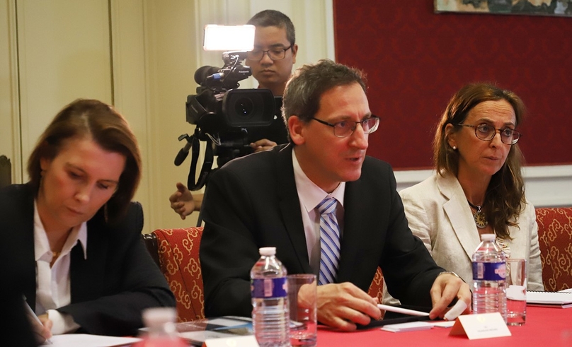 Francois Michel, John Cockerill's CEO, at a meeting with Vietnamese Minister of Finance Ho Duc Phoc on July 5, 2023 in Belgium. Photo courtesy of the ministry.