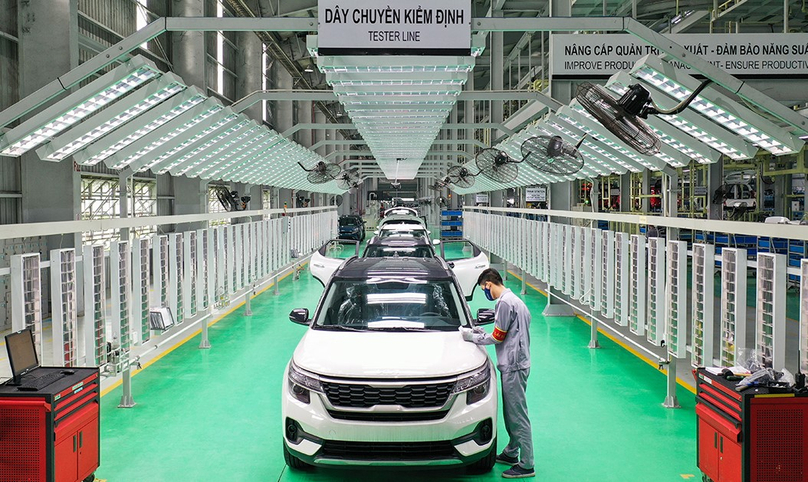 A worker inside the Thaco Kia car facility in Quang Nam province, central Vietnam. Photo courtesy of Thaco Auto.