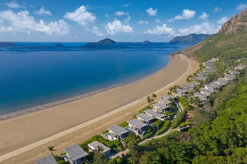 Villas of Six Senses Con Dao Resort stretch along Dat Doc beach in Con Dao Archipelago, southern Vietnam. Photo courtesy of the resort.