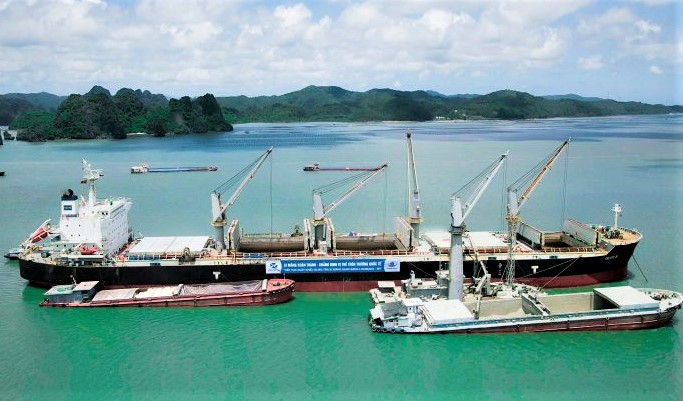 The first shipment of Xuan Thanh cement to the U.S. departs from Quang Ninh province in northern Vietnam on July 12. Photo courtesy of the company.
