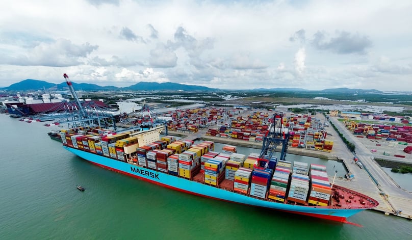A Maersk container vessel at the port cluster of Cai Mep-Thi Vai in Ba Ria-Vung Tau province, southern Vietnam. Photo courtesy of Ba Ria-Vung Tau newspaper.