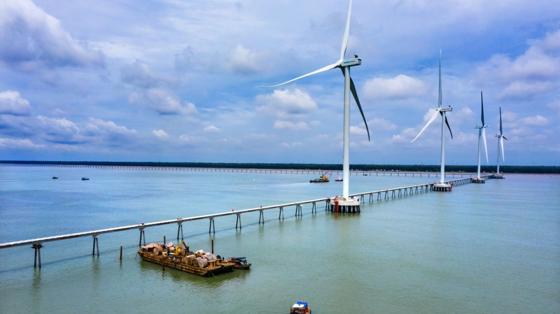 A sea-based wind power project in Tra Vinh province, Mekong Delta. southern Vietnam. Photo courtesy of Trungnam Group.