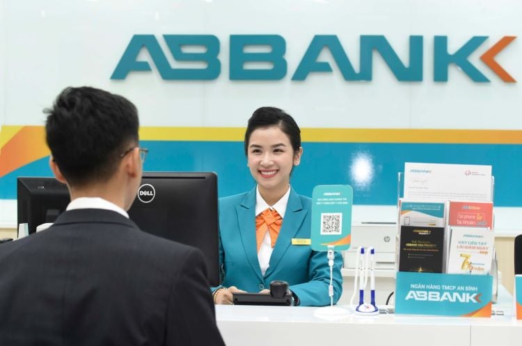 An ABBank staff member receives a customer. Photo courtesy of the bank.
