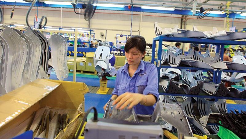 Production at a Piaggio plant in Vinh Phuc province, northern Vietnam. Photo courtesy of Investment newspaper.