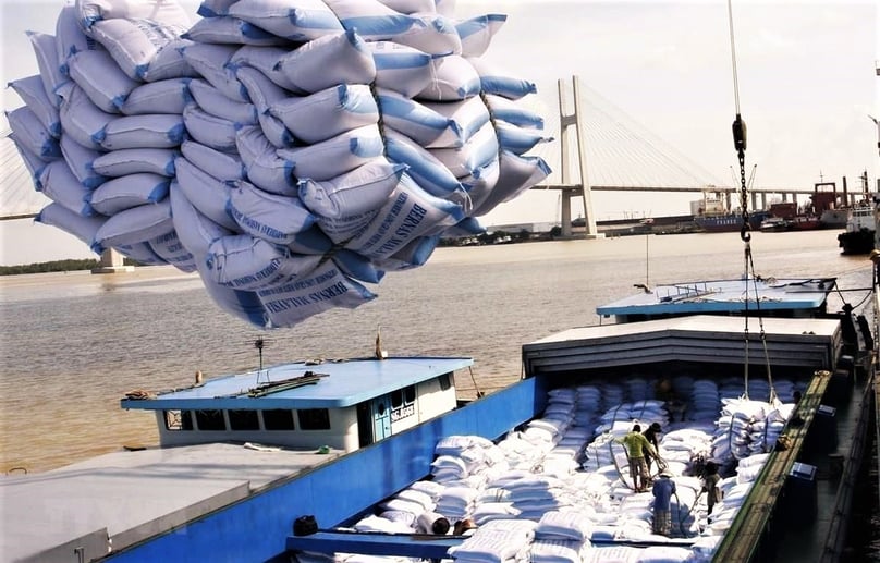 Rice loaded onto a vessel for delivery in Ho Chi Minh City, southern Vietnam. Photo courtesy of Vietnam News Agency.