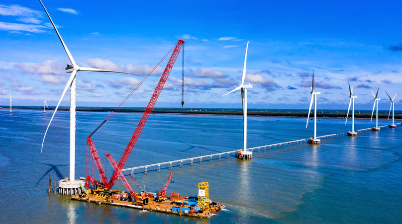 Wind farm construction in Vietnam’s Mekong Delta. Photo courtesy of Vietnam’s People newspaper.