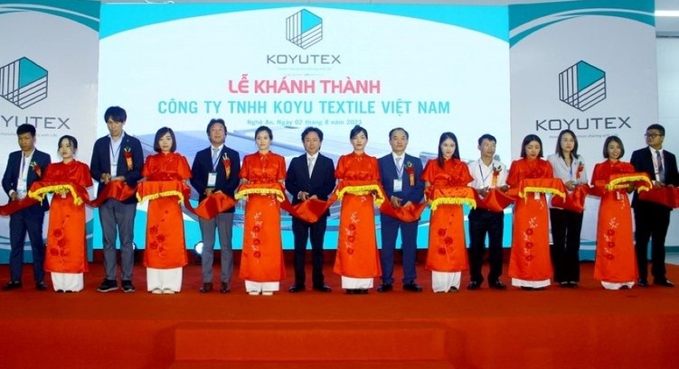 Công ty TNHH Dệt may Koyu Việt Nam khánh thành nhà máy tại tỉnh Nghệ An, miền trung Việt Nam, ngày 2 tháng 8 năm 2023. Ảnh do báo Nghệ An cung cấp.