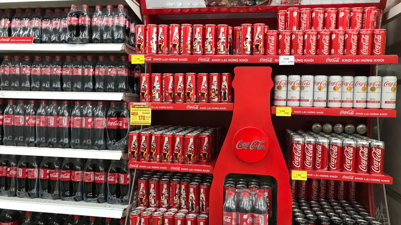 Coca-Cola products on sale in a supermarket in Vietnam. Photo courtesy of vietnammoi.vn.