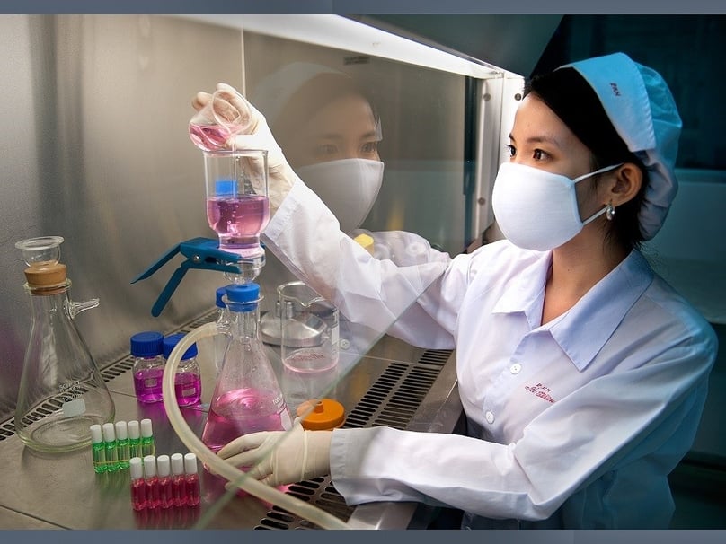 A lab technician with the Hau Giang Pharmaceutical JSC. Photo courtesy of the company.