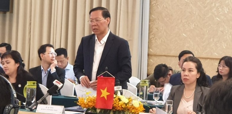 HCMC Chairman Phan Van Mai at a dialogue between HCMC's leaders and South Korean businesses in HCMC on August 16, 2023. Photo by The Investor/Lan Do.