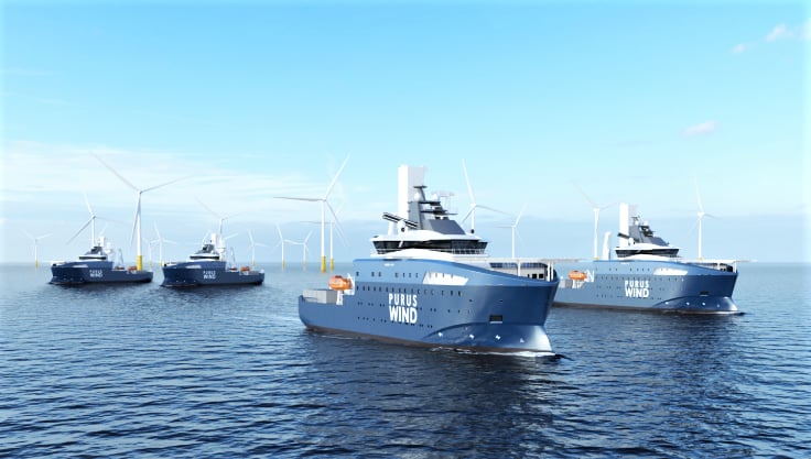 Commissioning service operation vessels (CSOV) operated by British firm Purus Wind. Photo courtesy of Purus Wind.