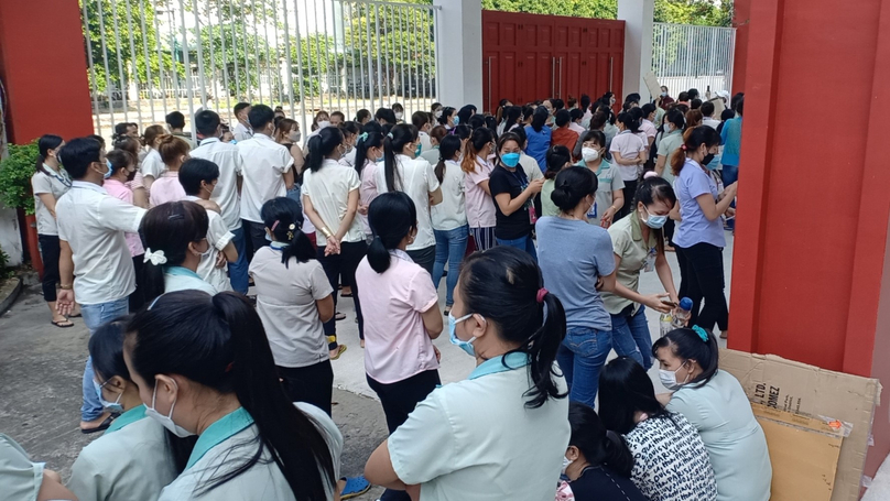 Workers of Nobland joined a labor strike in Ho Chi Minh City in 2021 to protest the firm's policy. Photo courtesy of Laborer newspaper.