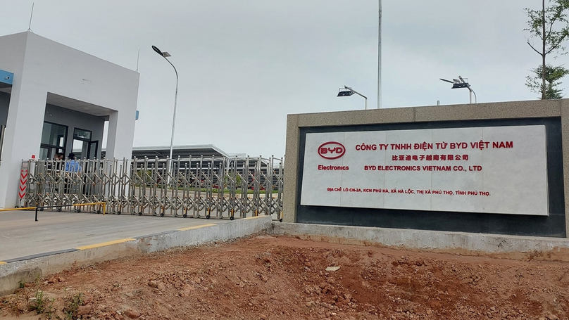 Nhà máy của BYD Electronics Việt Nam tại tỉnh Phú Thọ, miền Bắc Việt Nam.  Ảnh do báo Lao động cung cấp.