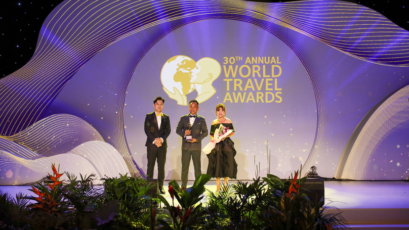 Ana Mandara Cam Ranh resort wins Asia's Leading New Resort 2023 prize at the World Travel Awards ceremony held in Ho Chi Minh City, September 6, 2023. Photo courtesy of the firm.