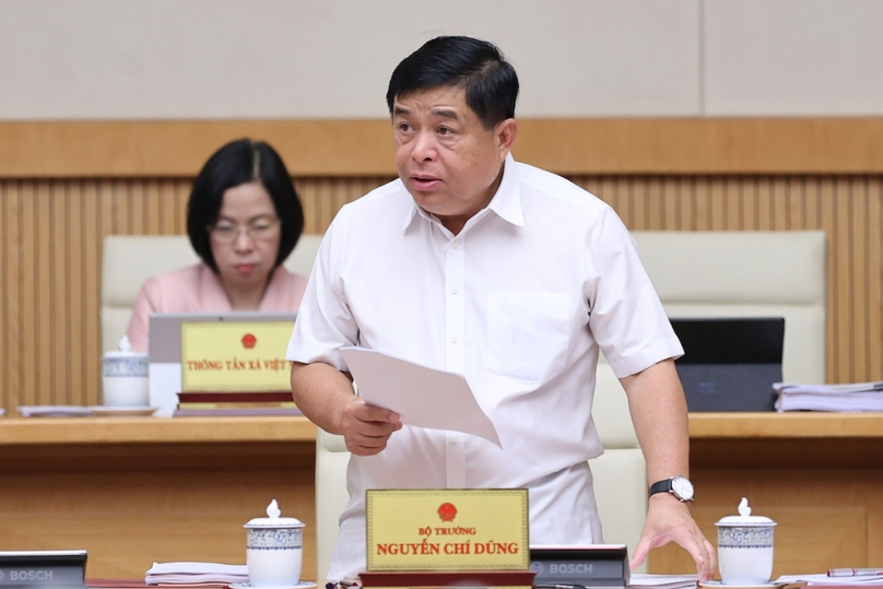 Minister of Planning and Investment Nguyen Chi Dung speaks at a cabinet meeting on September 9, 2023. Photo courtesy of the government portal.