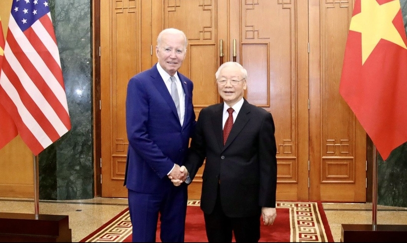 President Joe Biden meets with Party General Secretary Nguyen Phu Trong on September 10, 2023. Photo courtesy of Vietnam News Agency.