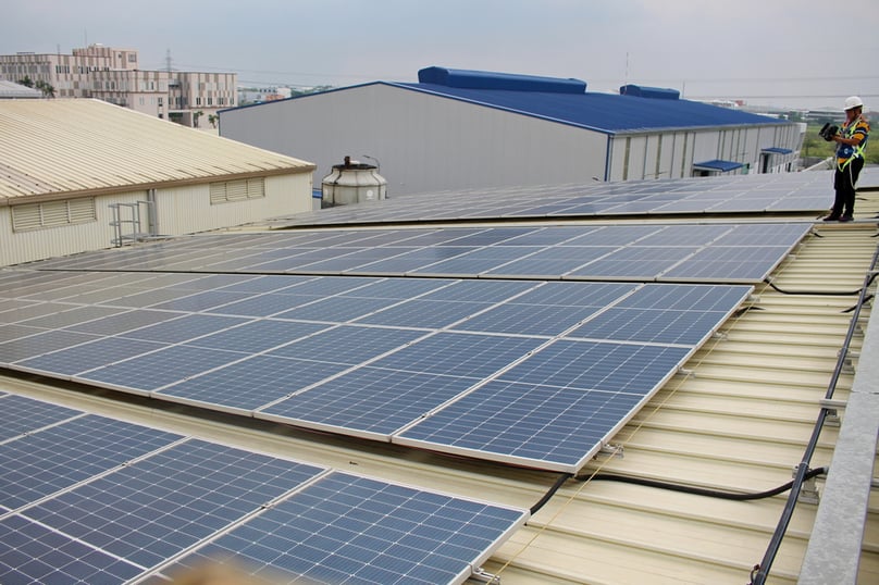 The solar power system of Kim Duc Group JSC in Vinh Loc 2 Industrial Park, Long An province, southern Vietnam. Photo courtesy of the company.