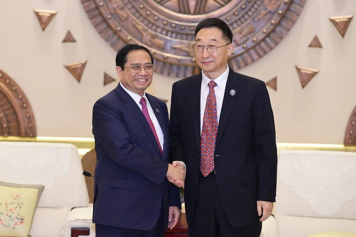 Vietnamese Prime Minister Pham Minh Chinh (left) meets Secretary of the Guangxi Party Committee Liu Ning in Nanning city, Guangxi province, China, September 16, 2023. Photo courtesy of Vietnam's government portal.