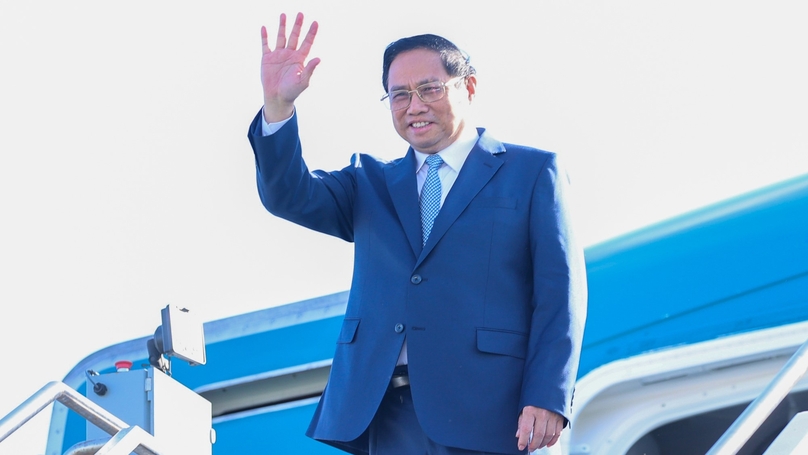 Prime Minister Pham Minh Chinh arrives in San Francisco, the U.S., September 17, 2023 (local time). Photo courtesy of the Vietnamese government portal.