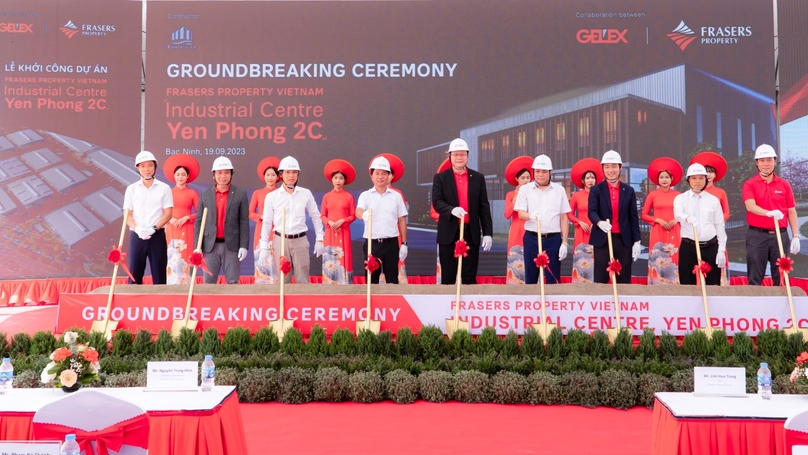 Frasers Property Vietnam and Gelex break ground for the Yen Phong 2C Industrial Park project in Bac Ninh province, northern Vietnam, September 19, 2023. Photo courtesy of Frasers Property.