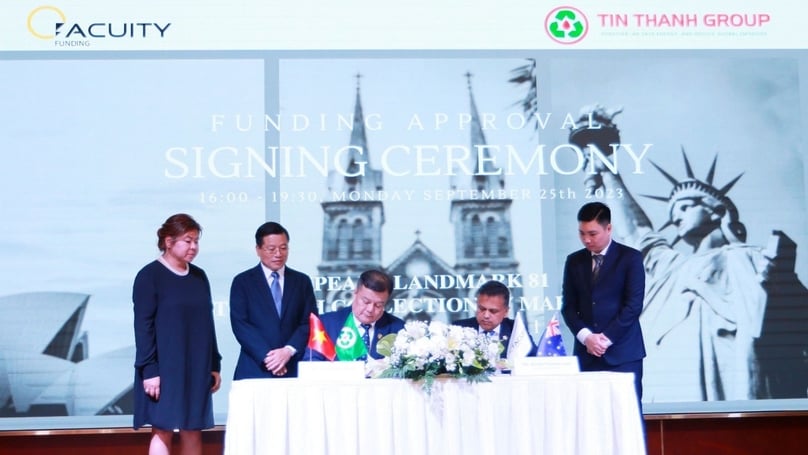 Representatives of Tin Thanh Group and Acuity Funding at a signing ceremony for a $6.4 billion loan agreement, September 25, 2023. Photo courtesy of Tin Thanh Group.