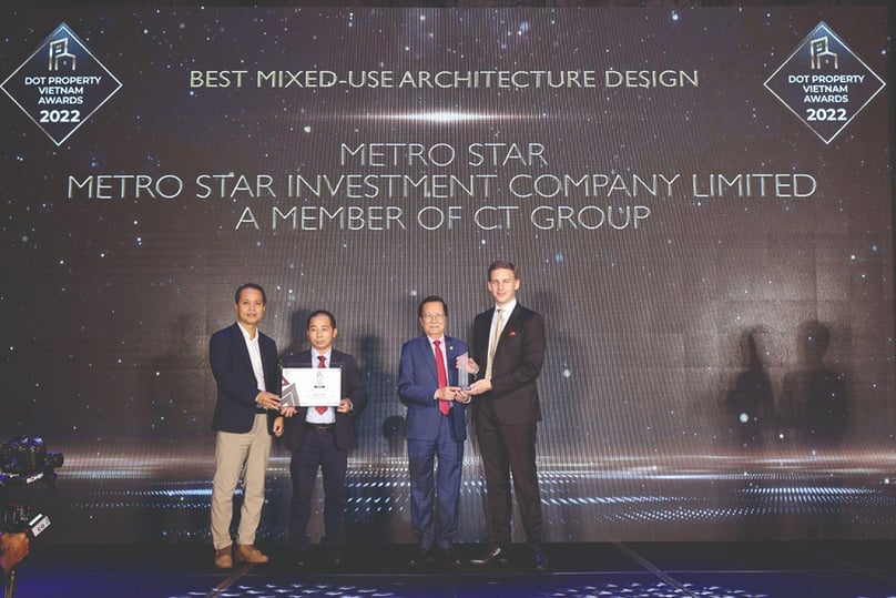 The Metro Star project wins the “Best Mix-Use Architecture Design” award at the Dot Property Vietnam Awards 2022. Photo courtesy of the company.