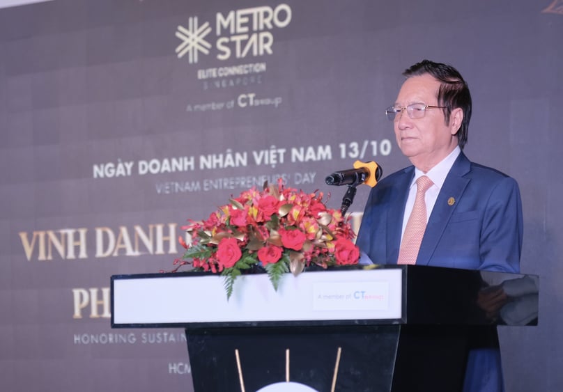 Metro Star chairman Vu Hong Quang speaks at the event in HCMC on October 13, 2023. Photo courtesy of Metro Star.