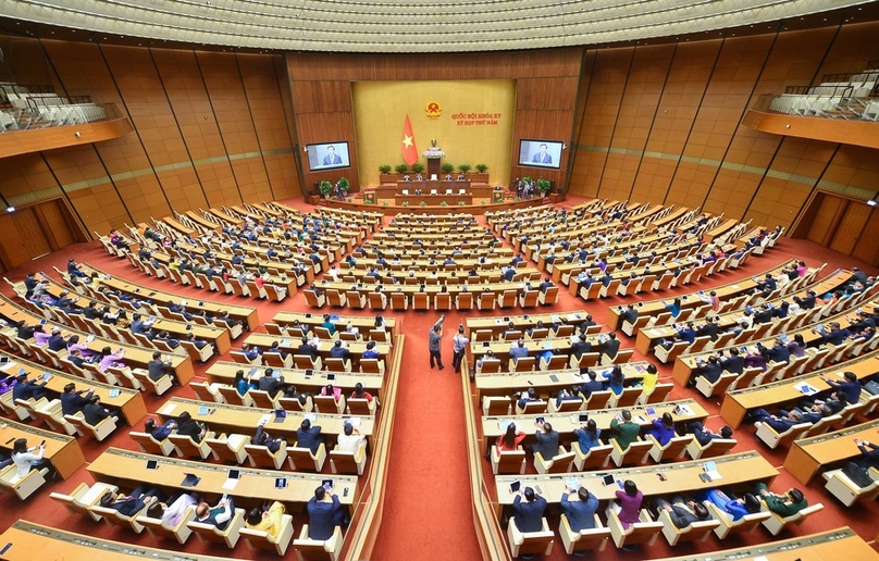 Vietnamese lawmakers gather at the National Assembly Hall in Hanoi. Photo by The Investor/Bao Lam.