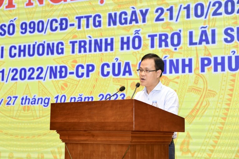 Director of the State Bank of Vietnam's monetary policy department Pham Chi Quang speaks at a conference in Hanoi, October 27, 2023. Photo courtesy of Mekong ASEAN magazine.