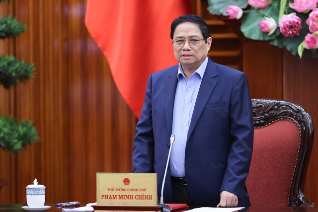 Prime Minister Pham Minh Chinh speaks at an energy-focused meeting, October 28, 2023. Photo courtesy of the government's news portal.