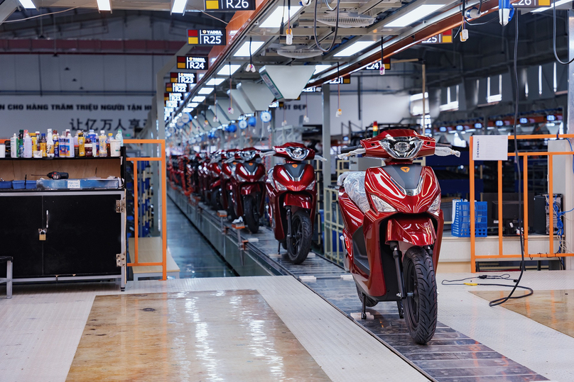 Electric motorbike production at a Yadea factory in Vietnam. Photo courtesy of Yadea.