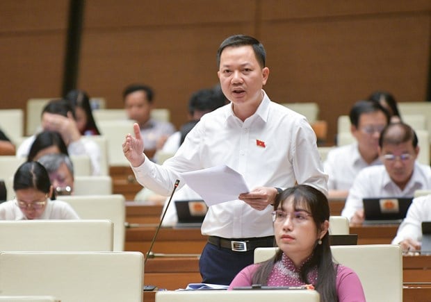 Trinh Xuan An, a legislator representing the southern province of Dong Nai, speaks at the session of the National Assembly on October 31, 2023. Photo courtesy of VietnamPlus.