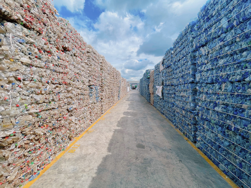 Plastic waste at Duy Tan Recycling factory in Long An province. Photo courtesy of Vietnam’s Association of High Quality Enterprises.