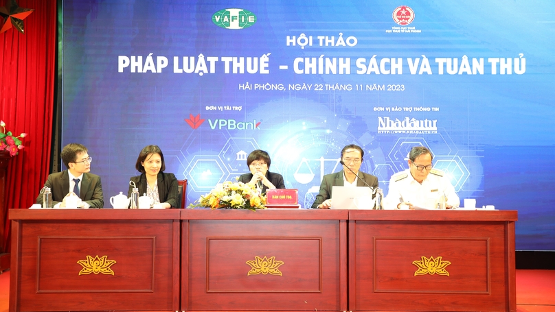Panelists at the tax workshop in Hai Phong city, northern Vietnam, November 22, 2023. Photo by The Investor/Nguyen Thoan.