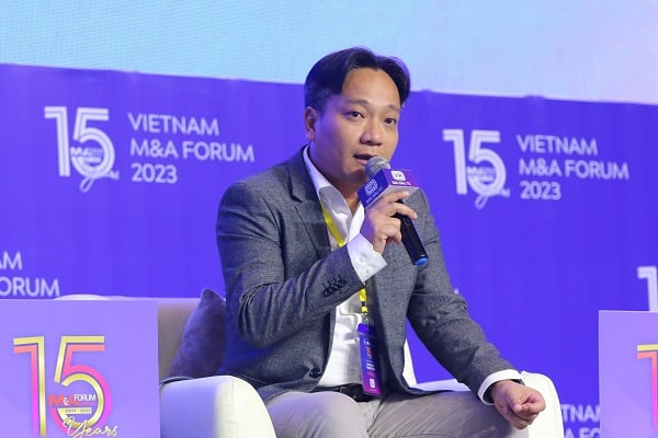 Truong An Duong, general manager of Residential at Frasers Property Vietnam, speaks at the Vietnam M&A Forum 2023 in Ho Chi Minh City, November 28, 2023. Photo courtesy of Dau tu (Investment) newspaper.