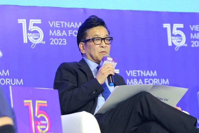 Masataka Yoshida, head of the cross-border division of RECOF Vietnam Co., Ltd, at an M&A conference in HCMC, November 28, 2023. Photo courtesy of Dau tu (Investment) newspaper.