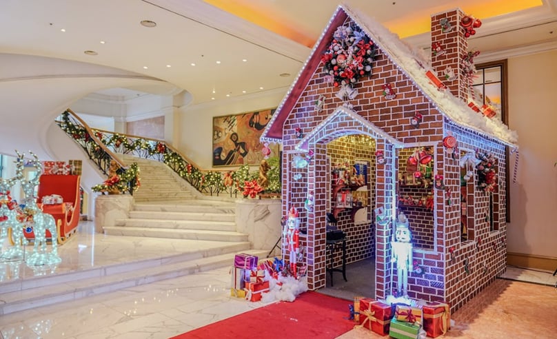 The giant Gingerbread House showcases the sweet gifts for the holiday season.