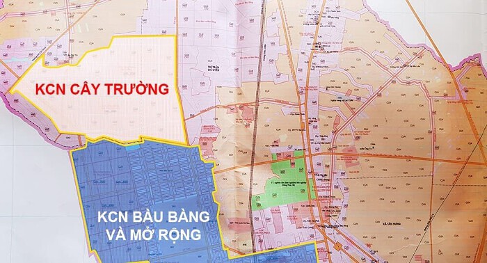Cay Truong Industrial Park marked on a map. Photo courtesy of the Bau Bang district People's Committee.