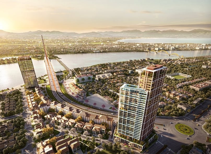 Illustration of the Sun Cosmo Residence Da Nang project, located by the Han River in Danang city, central Vietnam. Photo courtesy of the complex.