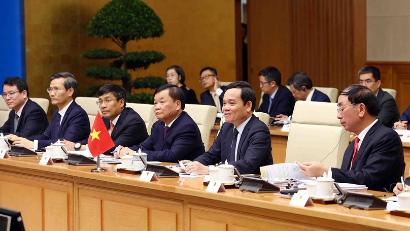 Deputy Prime Minister Tran Luu Quang (right, second) at the 15th meeting of the China-Vietnam Steering Committee for Bilateral Cooperation in Hanoi, December 1, 2023. Photo courtesy of Vietnam News Agency.