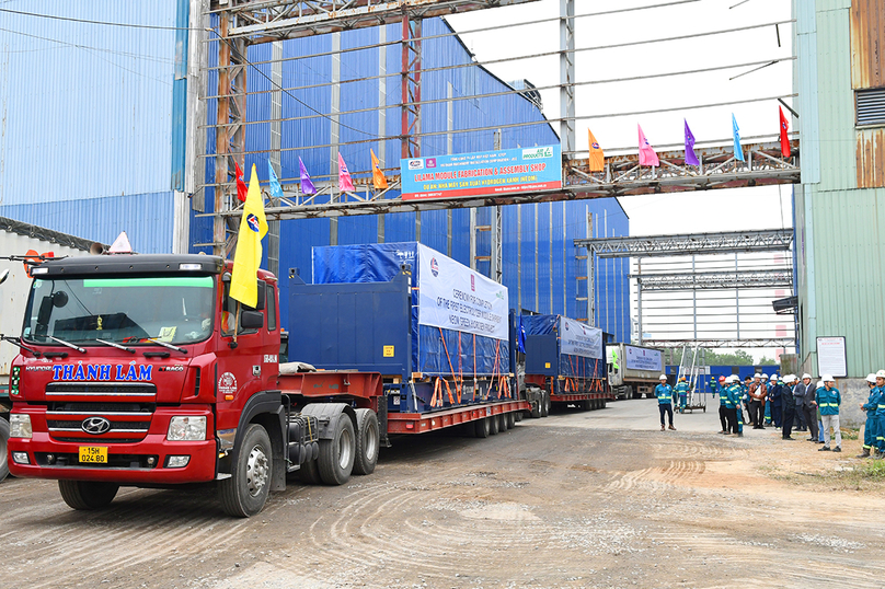 Lilama transports electrolyzer modules from its factory in Hai Phong city, northern Vietnam, December 5, 2023. Photo courtesy of Lilama.