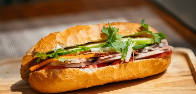 A loaf of meat-filled banh mi, a popular street food in Vietnam. Photo courtesy of iViVu.