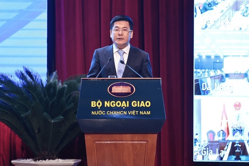 Minister of Industry and Trade Nguyen Hong Dien speaks at a conference on economic diplomacy in Hanoi, December 21, 2023. Photo courtesy of the ministry.