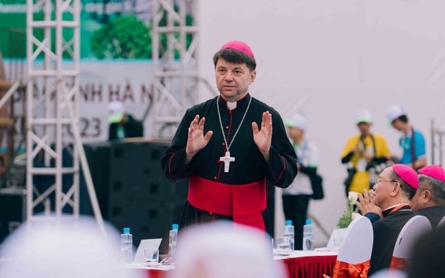 Archbishop Marek Zalewski participates in an event in Vietnam. Photo courtesy of VTV.